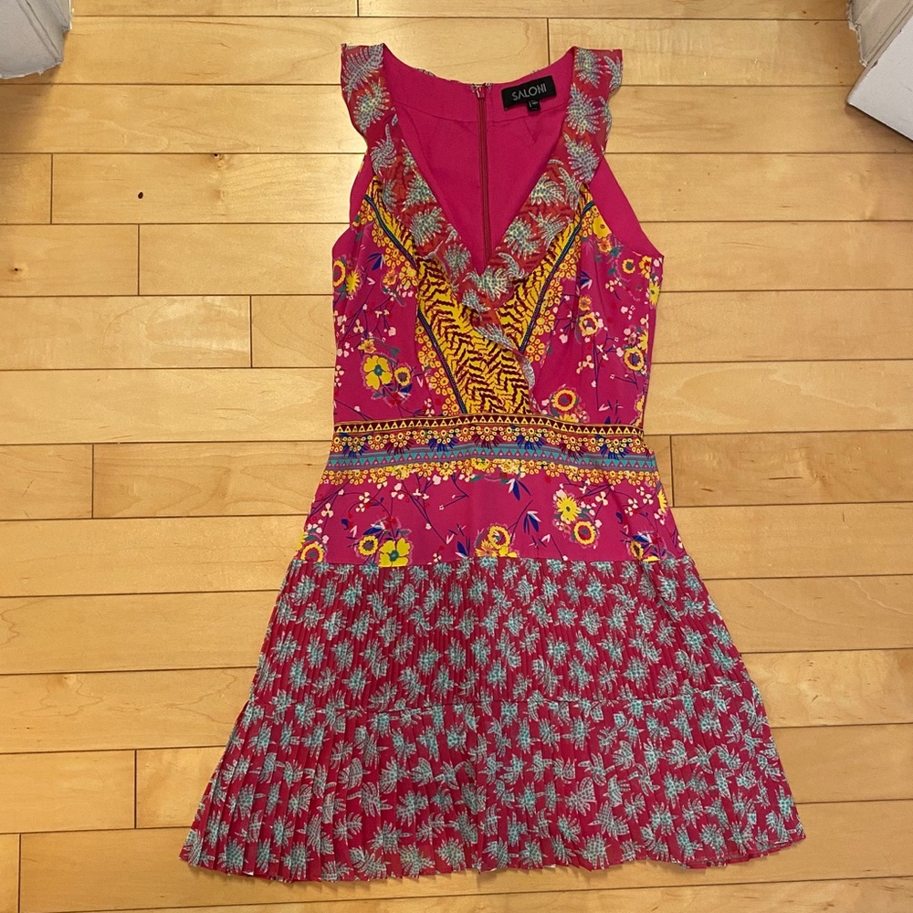 SALONI silk pleated dress